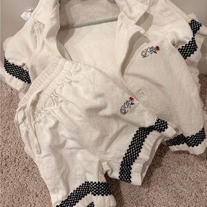 Kith White and Black Embroidered Hoodie and Shorts Set